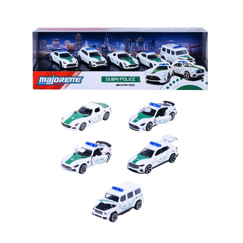 Jucarii, Copii si Bebe - Jucarii si jocuri - Vehicule si jucarii cu telecomanda - Masinute - MAJORETTE SET 5 MASINUTE DE POLITIE DUBAI METALICE MERCEDES AMG 7.5CM - Infinity.ro
