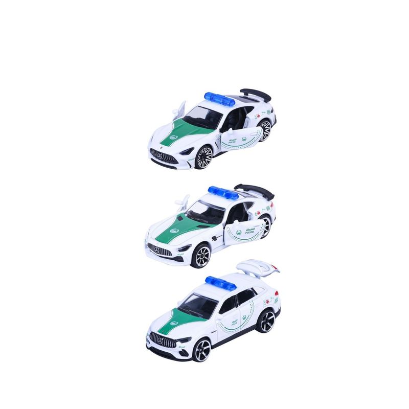 Jucarii, Copii si Bebe - Jucarii si jocuri - Vehicule si jucarii cu telecomanda - Masinute - MAJORETTE SET 3 MASINUTE DE POLITIE DUBAI METALICE MERCEDES AMG 7.5CM - Infinity.ro