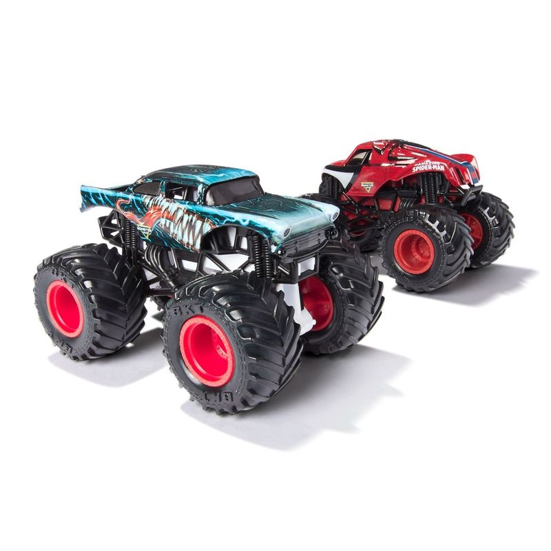 Jucarii, Copii si Bebe - Jucarii si jocuri - Vehicule si jucarii cu telecomanda - Masinute - MONSTER JAM SET 2 MASINUTE METALICE VENOM VS THE AMAZING SPIDERMAN SCARA 1 LA 65 - Infinity.ro