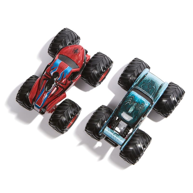 Jucarii, Copii si Bebe - Jucarii si jocuri - Vehicule si jucarii cu telecomanda - Masinute - MONSTER JAM SET 2 MASINUTE METALICE VENOM VS THE AMAZING SPIDERMAN SCARA 1 LA 65 - Infinity.ro