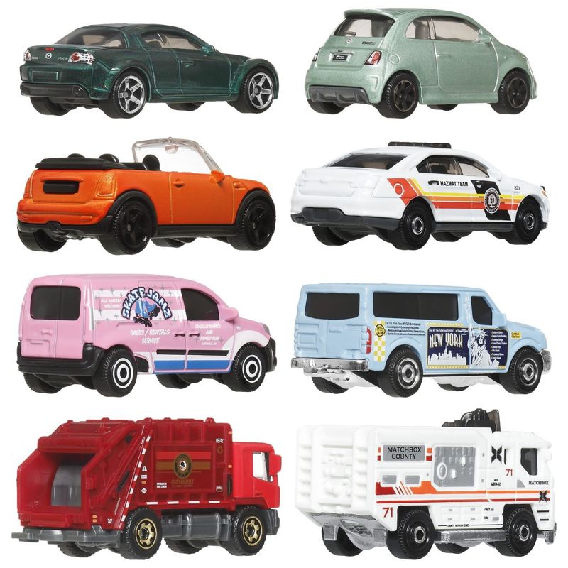 Jucarii, Copii si Bebe - Jucarii si jocuri - Vehicule si jucarii cu telecomanda - Masinute - MATCHBOX SET 8 MASINUTE METALICE EXCLUSIV VAN UTILITAR FORD SCARA 1 LA 64 - Infinity.ro
