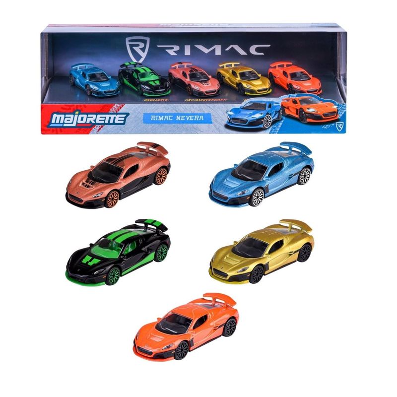Jucarii, Copii si Bebe - Jucarii si jocuri - Vehicule si jucarii cu telecomanda - Masinute - MAJORETTE SET 5 MASINUTE METALICE RIMAC NEVERA 7.5CM - Infinity.ro