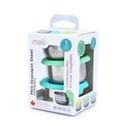 Jucarii, Copii si Bebe - Hrana si alaptare - Biberoane, suzete si accesorii hranire - Articole hranire bebelusi - SET 3 RECIPIENTE MINI INOX CU CAPAC SILICON, MELII, BLEU MINT LIME - Infinity.ro