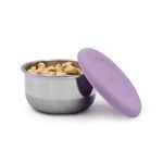 Jucarii, Copii si Bebe - Hrana si alaptare - Biberoane, suzete si accesorii hranire - Articole hranire bebelusi - SET 3 RECIPIENTE MINI INOX CU CAPAC SILICON, MELII, ROZ MOV GRI - Infinity.ro