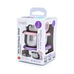 Jucarii, Copii si Bebe - Hrana si alaptare - Biberoane, suzete si accesorii hranire - Articole hranire bebelusi - SET 3 RECIPIENTE MINI INOX CU CAPAC SILICON, MELII, ROZ MOV GRI - Infinity.ro