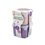Jucarii, Copii si Bebe - Hrana si alaptare - Biberoane, suzete si accesorii hranire - Articole hranire bebelusi - SET 2 RECIPIENTE SILICON, MELII, PINK PURPLE - Infinity.ro