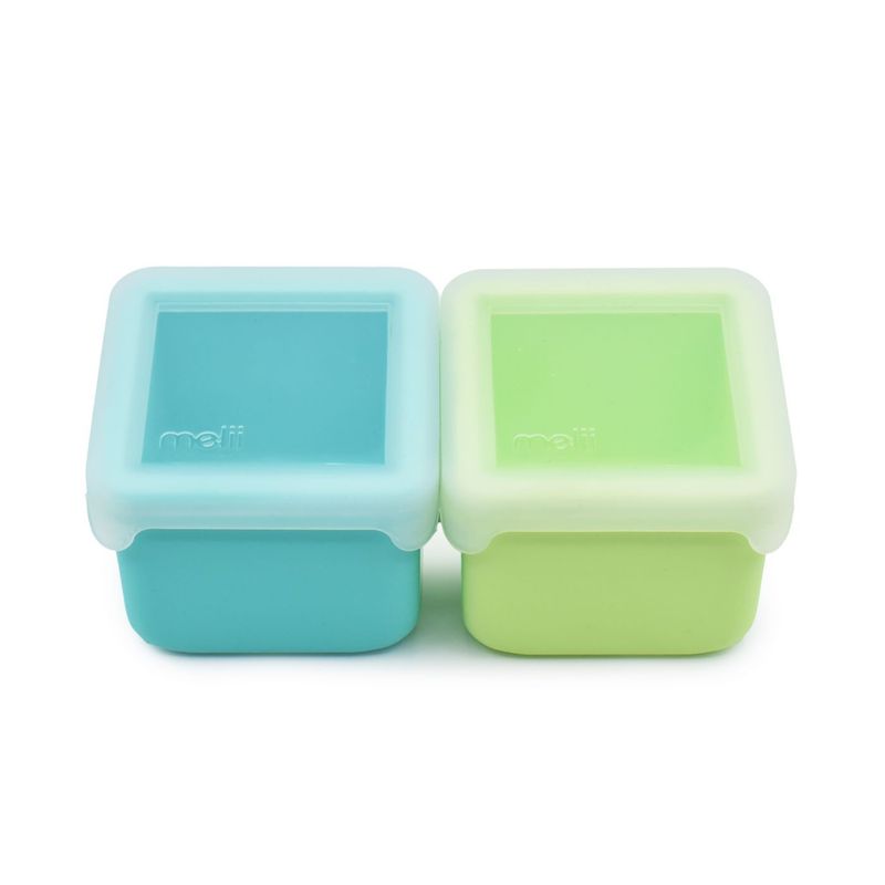 Jucarii, Copii si Bebe - Hrana si alaptare - Biberoane, suzete si accesorii hranire - Articole hranire bebelusi - SET 2 RECIPIENTE SILICON, MELII, BLUE LIME - Infinity.ro
