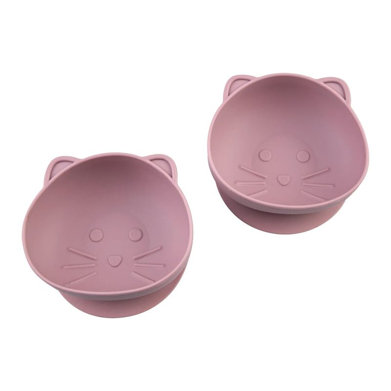 Jucarii, Copii si Bebe - Hrana si alaptare - Biberoane, suzete si accesorii hranire - Articole hranire bebelusi - SET 2 CASTRONELE CU VENTUZA SILICON MELII LUXE, MODEL PISICA - Infinity.ro