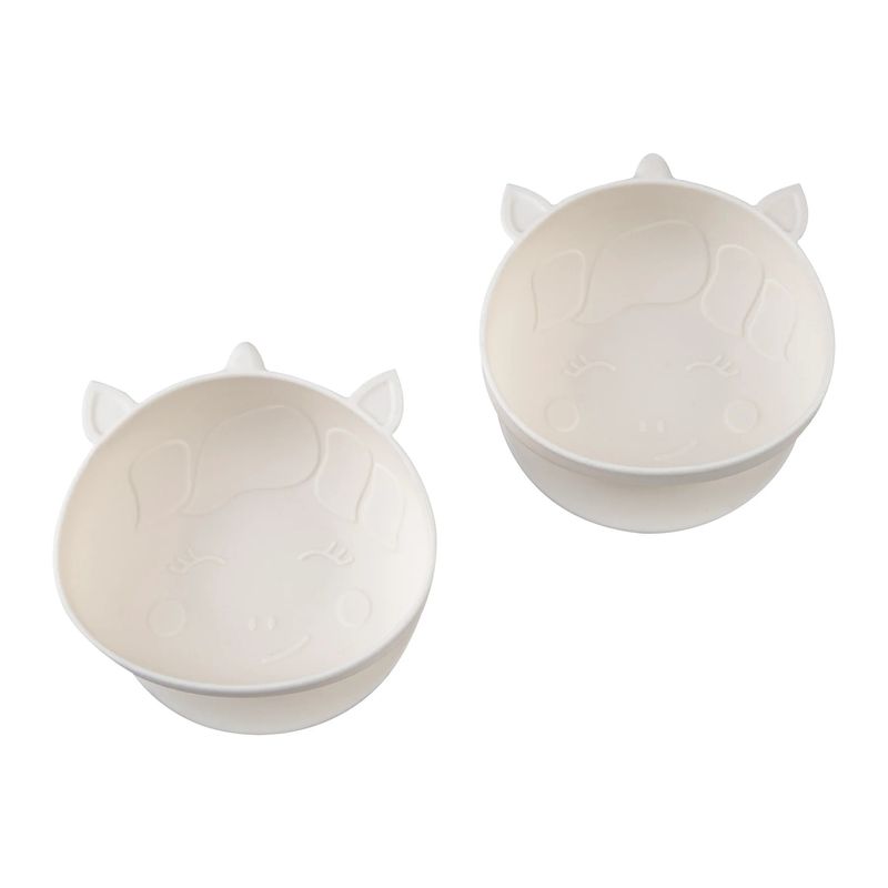 Jucarii, Copii si Bebe - Hrana si alaptare - Biberoane, suzete si accesorii hranire - Articole hranire bebelusi - SET 2 CASTRONELE CU VENTUZA SILICON MELII LUXE, MODEL UNICORN - Infinity.ro