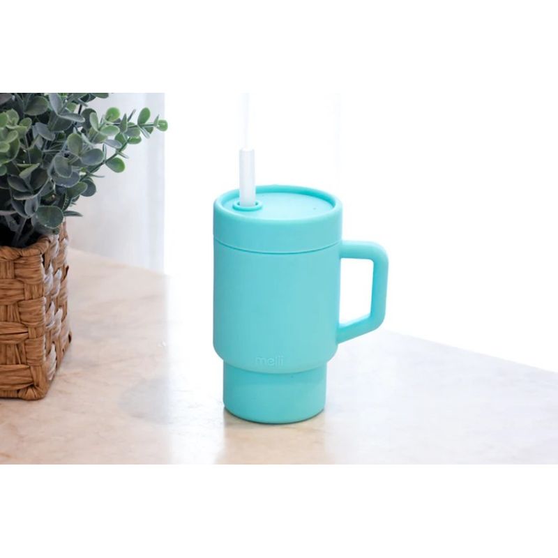 Jucarii, Copii si Bebe - Hrana si alaptare - Biberoane, suzete si accesorii hranire - Articole hranire bebelusi - CANA SILICON CU PAI, MELII, BLUE - Infinity.ro