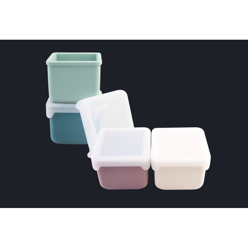 Jucarii, Copii si Bebe - Hrana si alaptare - Biberoane, suzete si accesorii hranire - Articole hranire bebelusi - SET 2 RECIPIENTE SILICON, MELII, BLUE MINT - Infinity.ro