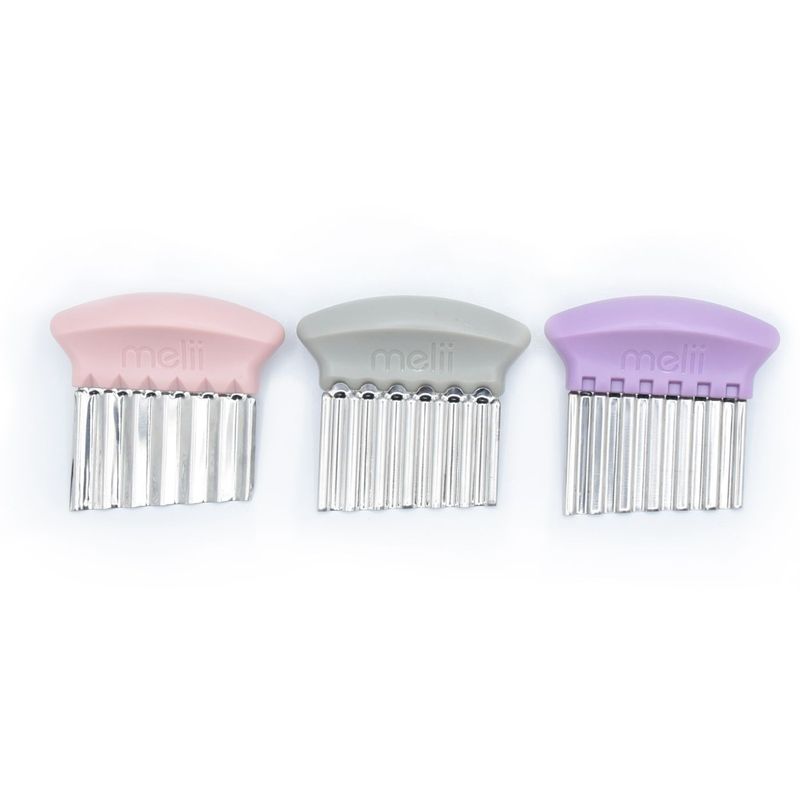 Jucarii, Copii si Bebe - Hrana si alaptare - Biberoane, suzete si accesorii hranire - Articole hranire bebelusi - SET 3 CUTITE PENTRU GUSTARI, MELII, ROZ MOV GRI - Infinity.ro