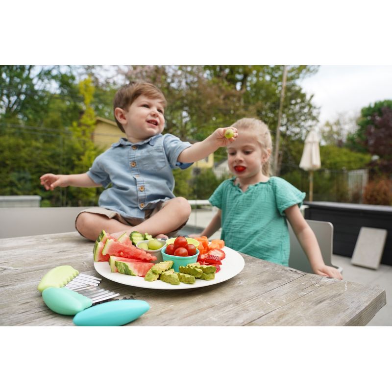 Jucarii, Copii si Bebe - Hrana si alaptare - Biberoane, suzete si accesorii hranire - Articole hranire bebelusi - SET 3 CUTITE PENTRU GUSTARI, MELII, BLEU MINT LIME - Infinity.ro