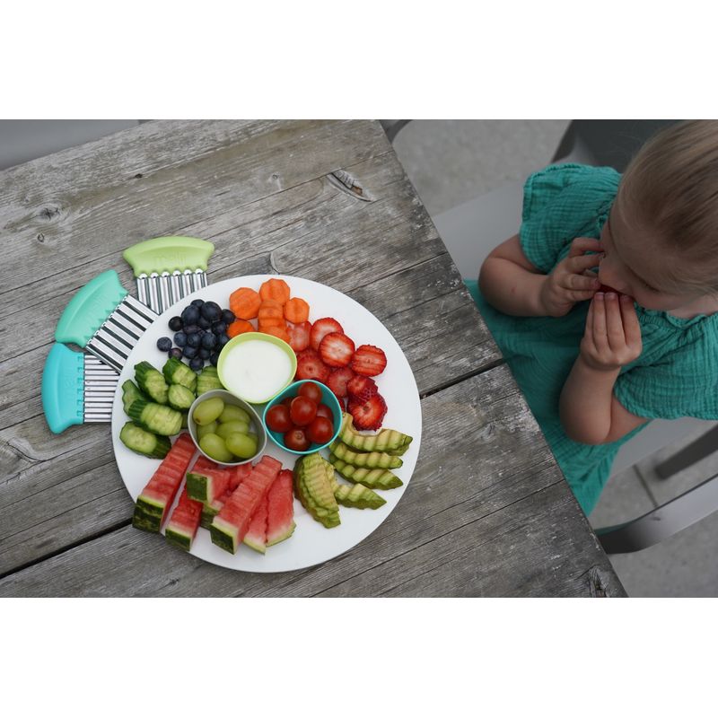 Jucarii, Copii si Bebe - Hrana si alaptare - Biberoane, suzete si accesorii hranire - Articole hranire bebelusi - SET 3 CUTITE PENTRU GUSTARI, MELII, BLEU MINT LIME - Infinity.ro