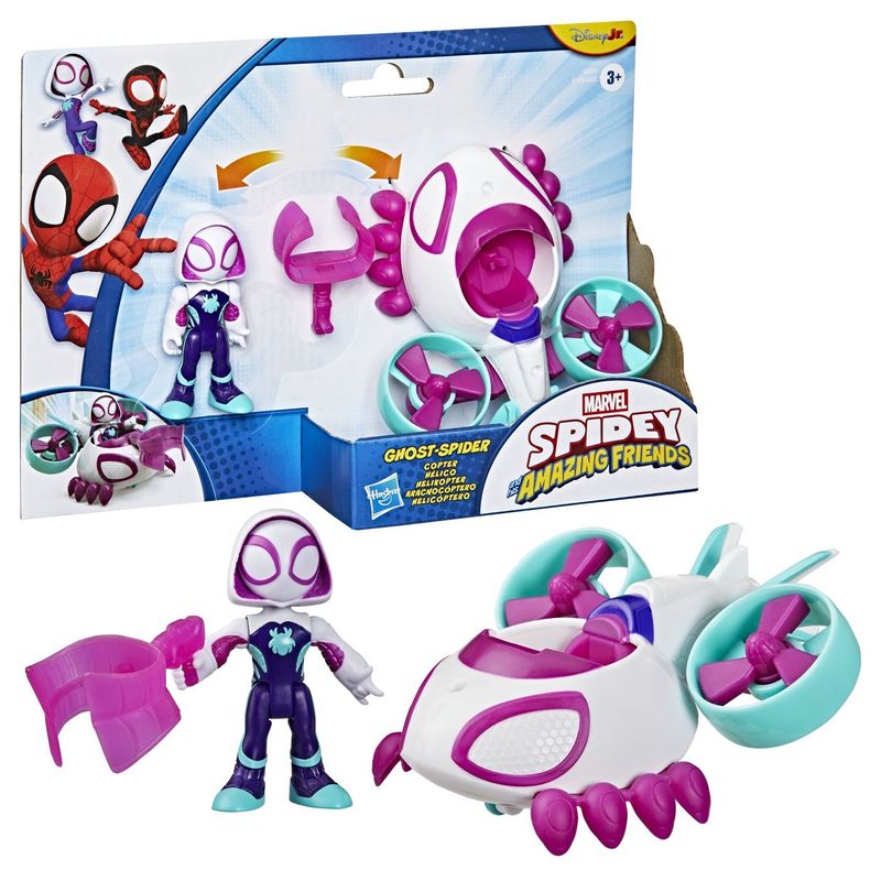 Jucarii, Copii si Bebe - Jucarii si jocuri - Figurine - SPIDEY SI PRIETENII LUI UIMITORI MARVEL SET FIGURINA GHOST SPIDER SI VEHICUL COPTER 7.6CM - Infinity.ro