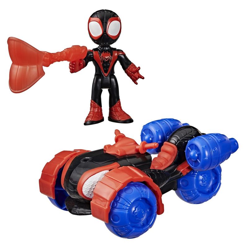 Jucarii, Copii si Bebe - Jucarii si jocuri - Figurine - SPIDEY SI PRIETENII LUI UIMITORI MARVEL SET FIGURINA MILES SPIN MORALES SI VEHICUL TECHNO RACER 7.6CM - Infinity.ro