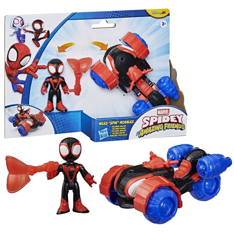 Jucarii, Copii si Bebe - Jucarii si jocuri - Figurine - SPIDEY SI PRIETENII LUI UIMITORI MARVEL SET FIGURINA MILES SPIN MORALES SI VEHICUL TECHNO RACER 7.6CM - Infinity.ro
