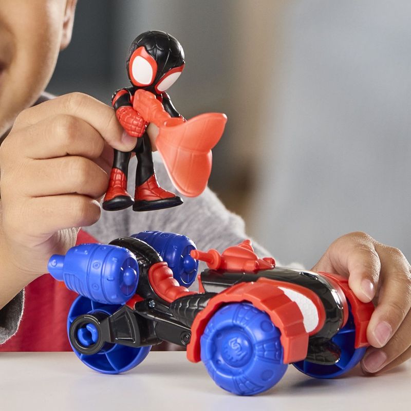 Jucarii, Copii si Bebe - Jucarii si jocuri - Figurine - SPIDEY SI PRIETENII LUI UIMITORI MARVEL SET FIGURINA MILES SPIN MORALES SI VEHICUL TECHNO RACER 7.6CM - Infinity.ro