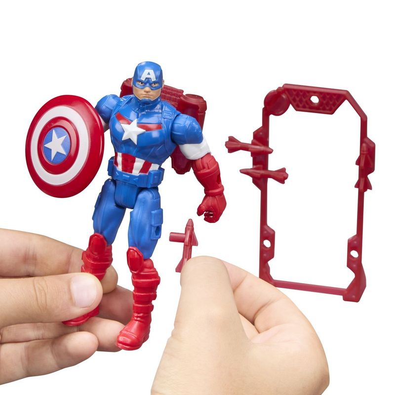 Jucarii, Copii si Bebe - Jucarii si jocuri - Figurine - MARVEL AVENGERS ACTION VERS SET FIGURINA CAPTAIN AMERICA SI ACCESORII 11.4CM - Infinity.ro