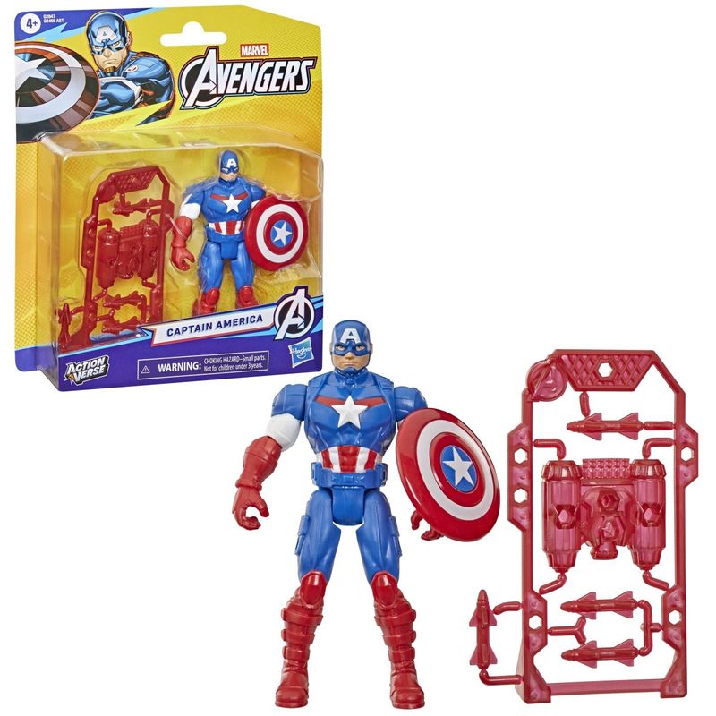 Jucarii, Copii si Bebe - Jucarii si jocuri - Figurine - MARVEL AVENGERS ACTION VERS SET FIGURINA CAPTAIN AMERICA SI ACCESORII 11.4CM - Infinity.ro