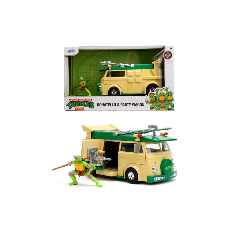 Jucarii, Copii si Bebe - Jucarii si jocuri - Figurine - JADA TESTOASELE NINJA SET METALIC FIGURINA DONATELLO SI VAGONUL DE PETRECERE SCARA 1 LA 24 - Infinity.ro