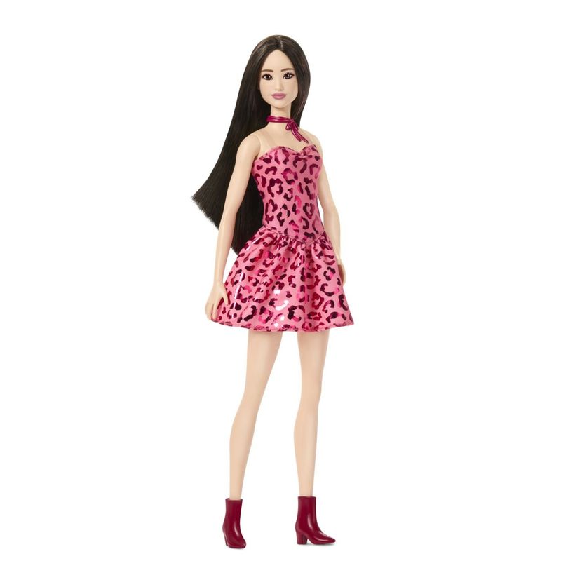 Jucarii, Copii si Bebe - Jucarii si jocuri - Papusi si accesorii - Papusi - BARBIE FASHIONISTAS PAPUSA BARBIE BRUNETA CU ROCHIE LEOPARD ROZ - Infinity.ro