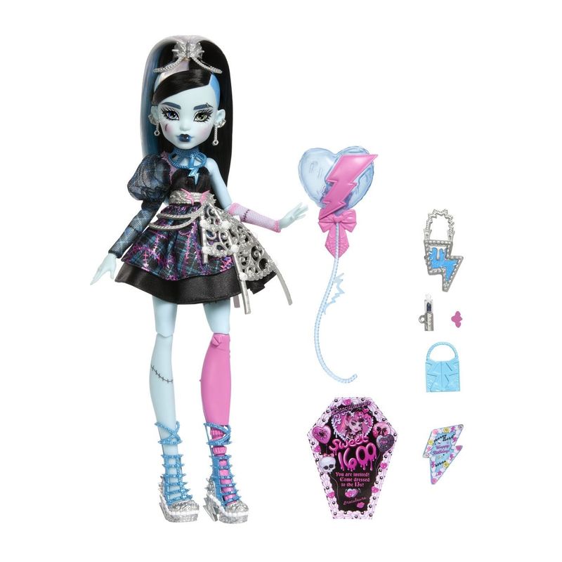 Jucarii, Copii si Bebe - Jucarii si jocuri - Papusi si accesorii - Papusi - MONSTER HIGH ZIUA DE NASTERE DULCE SI INFRICOSATOARE PAPUSA FRANKIESTEIN CU ACCESORII - Infinity.ro