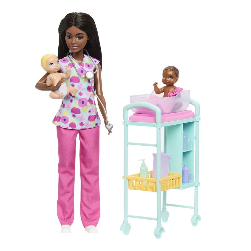 Jucarii, Copii si Bebe - Jucarii si jocuri - Papusi si accesorii - Papusi - BARBIE SET DE JOACA PAPUSA BARBIE BRUNETA FACE CARIERA MEDIC PEDIATRU - Infinity.ro