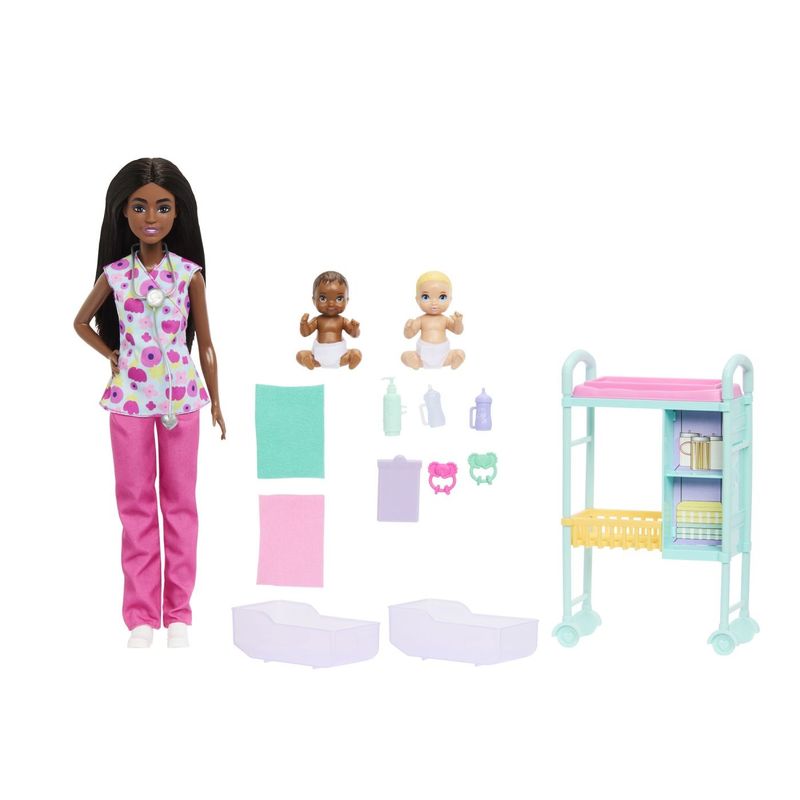 Jucarii, Copii si Bebe - Jucarii si jocuri - Papusi si accesorii - Papusi - BARBIE SET DE JOACA PAPUSA BARBIE BRUNETA FACE CARIERA MEDIC PEDIATRU - Infinity.ro