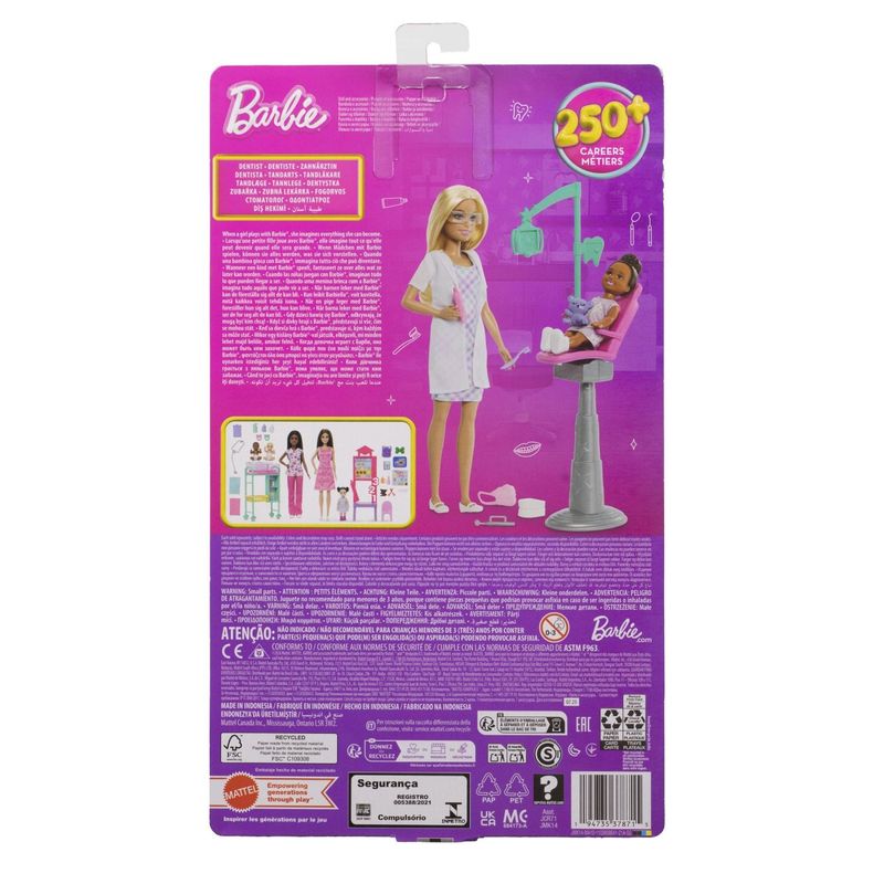 Jucarii, Copii si Bebe - Jucarii si jocuri - Papusi si accesorii - Papusi - BARBIE SET DE JOACA PAPUSA BARBIE BLONDA FACE CARIERA DENTIST - Infinity.ro