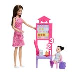 Jucarii, Copii si Bebe - Jucarii si jocuri - Papusi si accesorii - Papusi - BARBIE SET DE JOACA PAPUSA BARBIE BRUNETA CU ROCHIE ROZ FACE CARIERA PROFESOARA - Infinity.ro