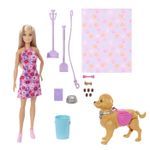 Jucarii, Copii si Bebe - Jucarii si jocuri - Papusi si accesorii - Papusi - BARBIE FAMILY AND FRIENDS SET PAPUSA BARBIE MALIBU PLIMBARE CU CATELUL - Infinity.ro