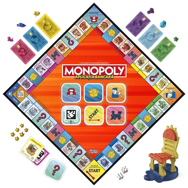 Jucarii, Copii si Bebe - Jucarii si jocuri - Jocuri si puzzle - Jocuri de societate - JOC MONOPOLY APLICATIA BANCARA IN LIMBA ROMANA - Infinity.ro