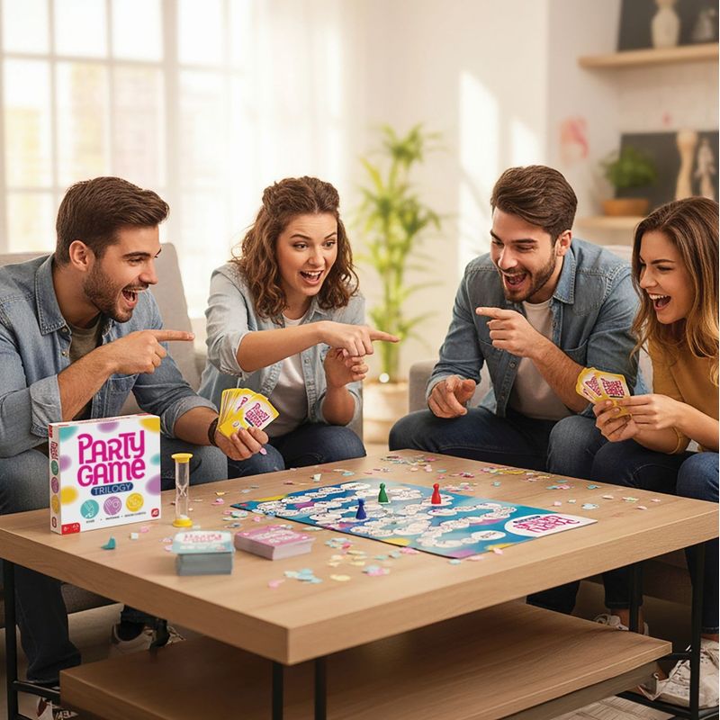 Jucarii, Copii si Bebe - Jucarii si jocuri - Jocuri si puzzle - Jocuri de societate - JOC DE SOCIETATE PARTY GAME TRILOGY IN LIMBA ROMANA - Infinity.ro