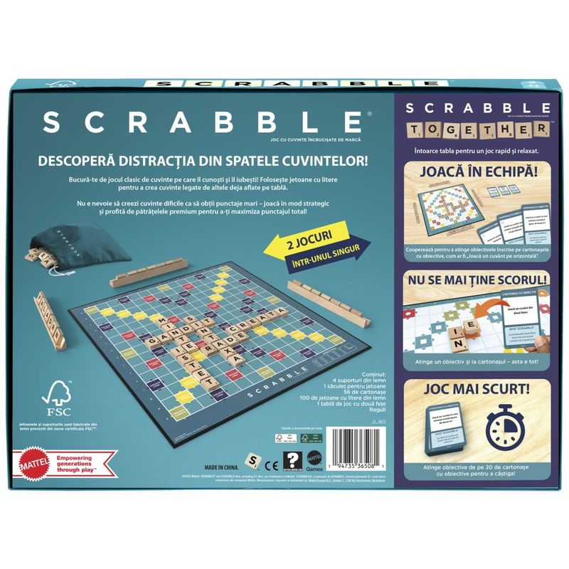 Jucarii, Copii si Bebe - Jucarii si jocuri - Jocuri si puzzle - Jocuri de societate - JOC SCRABBLE 2 IN 1 DIN LEMN IN LIMBA ROMANA - Infinity.ro
