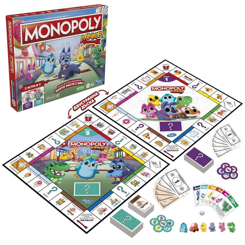 Jucarii, Copii si Bebe - Jucarii si jocuri - Jocuri si puzzle - Jocuri de societate - MONOPOLY JOC MONOPOLY JUNIOR 2 IN 1 IN LIMBA BULGARA - Infinity.ro