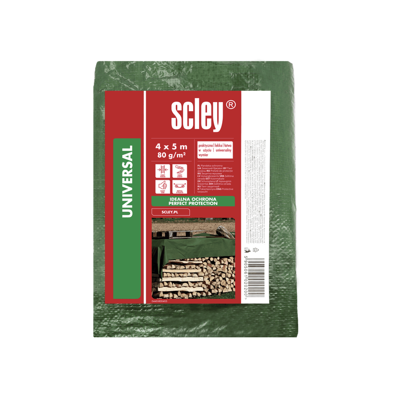 Casa si Gradina - Constructii - Vopsea si tencuieli - Unelte de vopsit si tencuit - Prelata Scley verde, greutate 80 g/m2, 4 x 5 m - Infinity.ro