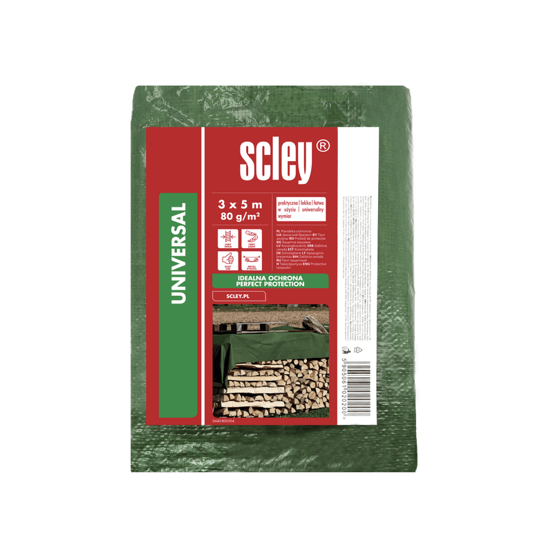 Casa si Gradina - Constructii - Vopsea si tencuieli - Unelte de vopsit si tencuit - Prelata Scley verde, greutate 80 g/m2, 3 x 5 m - Infinity.ro
