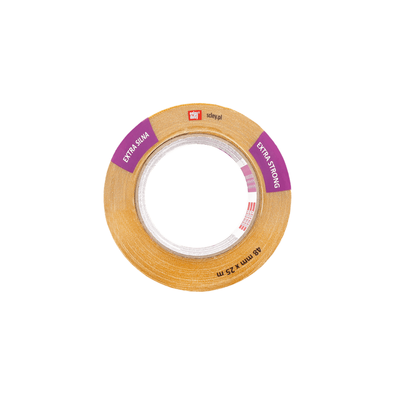 Carti si Birotica - Birotica - Accesorii de birou - Benzi adezive - Banda dublu adeziva Scley *775*, extra puternica, ranforsata, 48 mm x 25 m - Infinity.ro