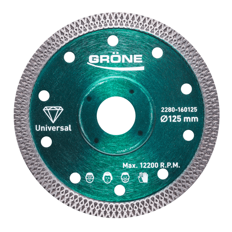Casa si Gradina - Constructii - Scule electrice si accesorii - Accesorii polizare si slefuire - Disc diamantat Gröne, diametru 125 x 22,23 mm, muchie canelata continua "Cyclone" - Infinity.ro