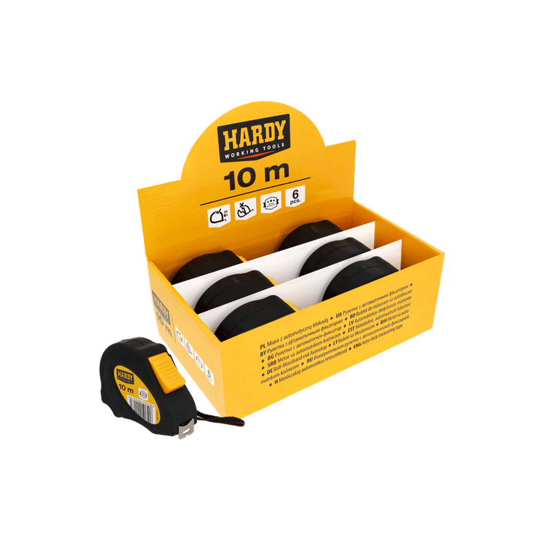 Casa si Gradina - Constructii - Scule de mana si unelte - Unelte de masurat - Ruleta de masurat cu blocare automata Hardy seria *44*, 10 m x 25 mm, ambalaj: cutie vrac - Infinity.ro