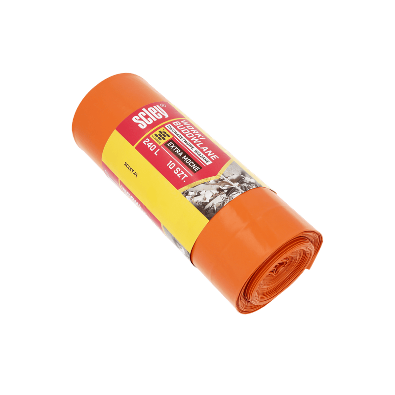 Market - Curatenie si intretinere casa - Produse menaj - Saci de gunoi - Saci de constructii Scley extra rezistenti, capacitate 240l, rola de 10 bucati, grosime 70mm, strat dublu - Infinity.ro