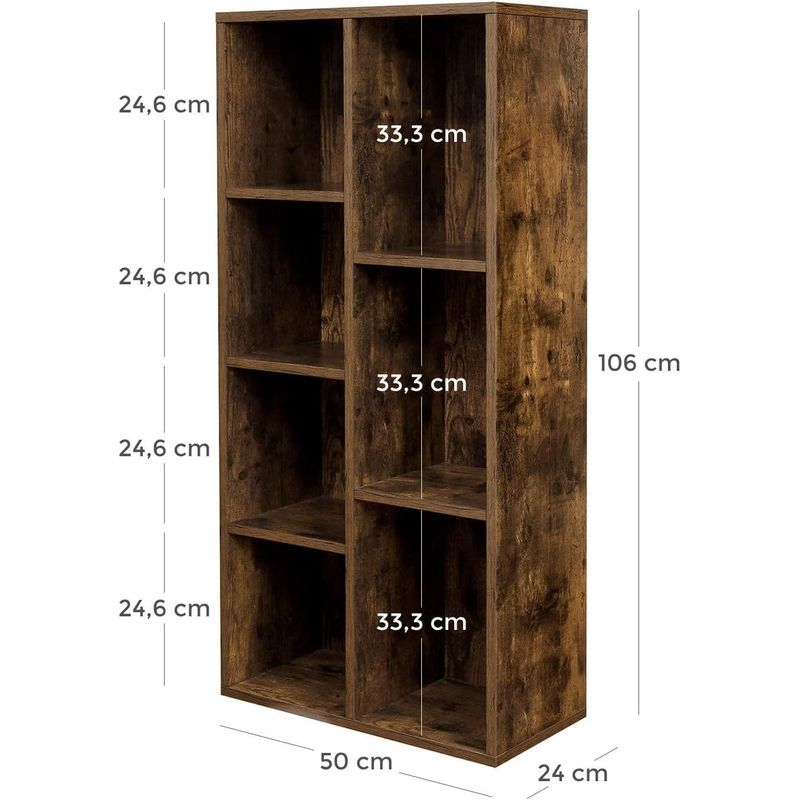 Casa si Gradina - Mobilier - Biblioteci si rafturi - Biblioteci - Biblioteca cu 7 compartimente deschise, MDF, 50x24x106cm, maro rustic - Infinity.ro