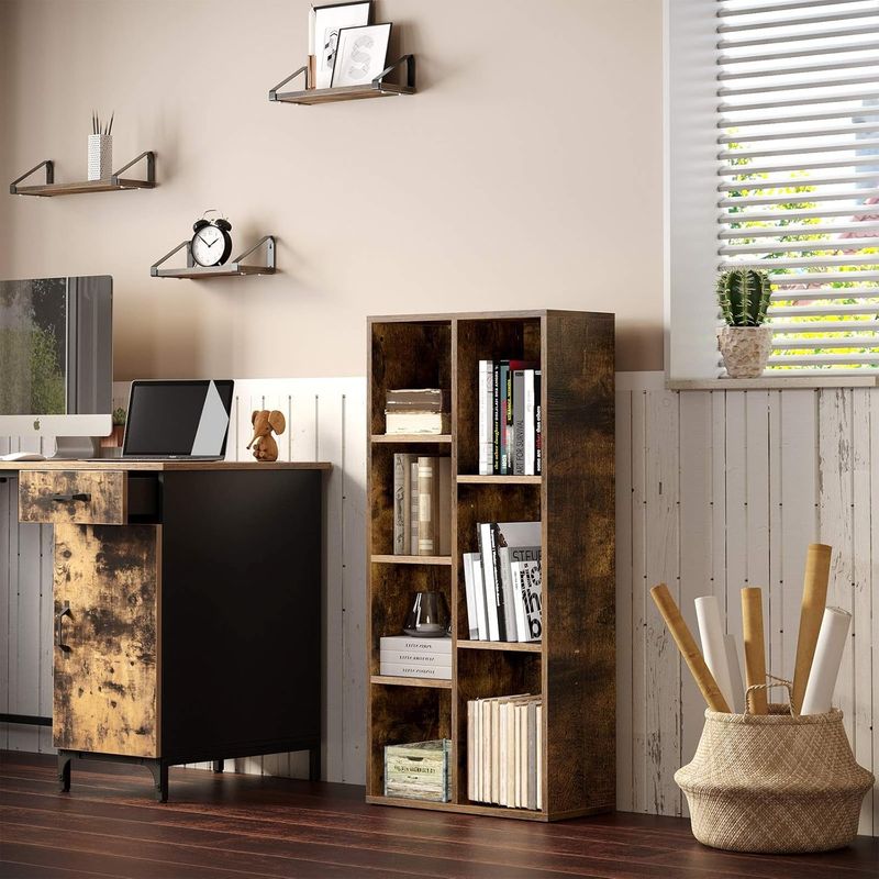 Casa si Gradina - Mobilier - Biblioteci si rafturi - Biblioteci - Biblioteca cu 7 compartimente deschise, MDF, 50x24x106cm, maro rustic - Infinity.ro