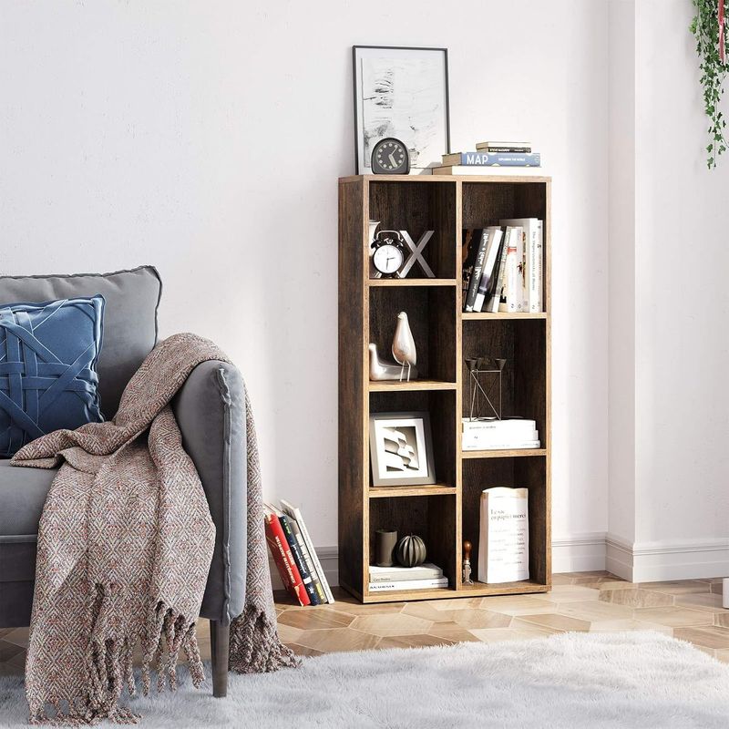 Casa si Gradina - Mobilier - Biblioteci si rafturi - Biblioteci - Biblioteca cu 7 compartimente deschise, MDF, 50x24x106cm, maro rustic - Infinity.ro