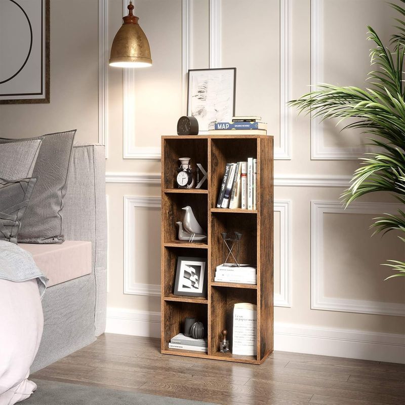Casa si Gradina - Mobilier - Biblioteci si rafturi - Biblioteci - Biblioteca cu 7 compartimente deschise, MDF, 50x24x106cm, maro rustic - Infinity.ro