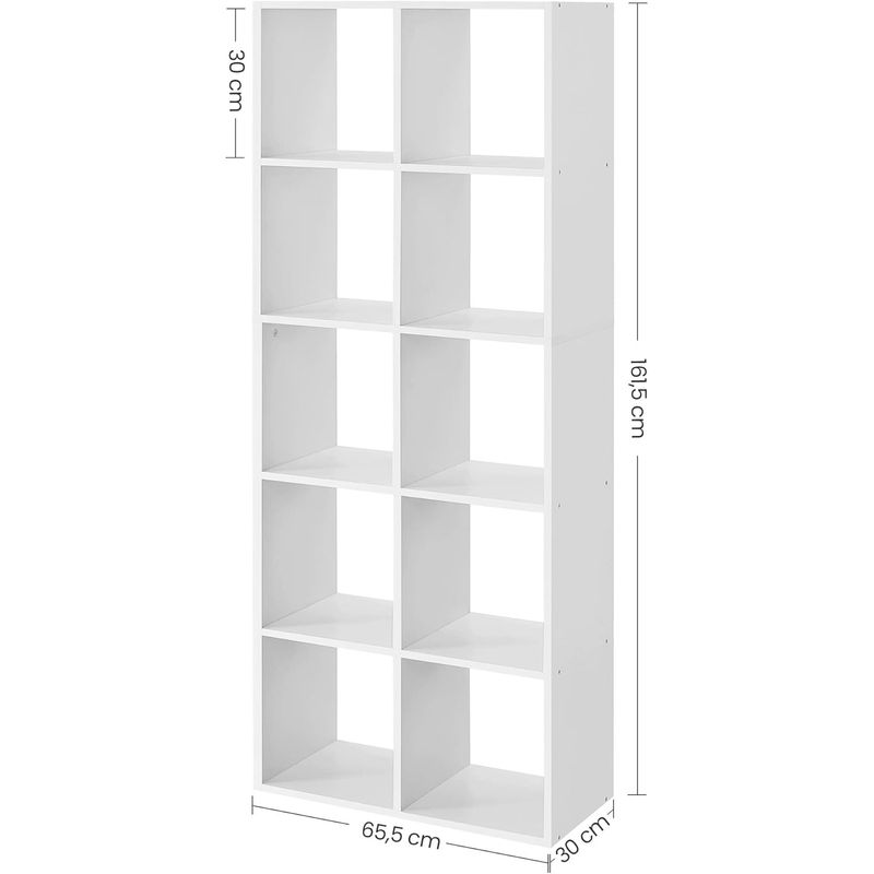 Casa si Gradina - Mobilier - Biblioteci si rafturi - Biblioteci - Biblioteca cu 10 compartimente, raft depozitare tip cuburi, stil scandinav, 66x30x162 cm, alb - Infinity.ro