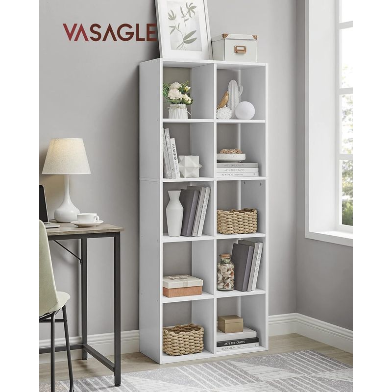 Casa si Gradina - Mobilier - Biblioteci si rafturi - Biblioteci - Biblioteca cu 10 compartimente, raft depozitare tip cuburi, stil scandinav, 66x30x162 cm, alb - Infinity.ro