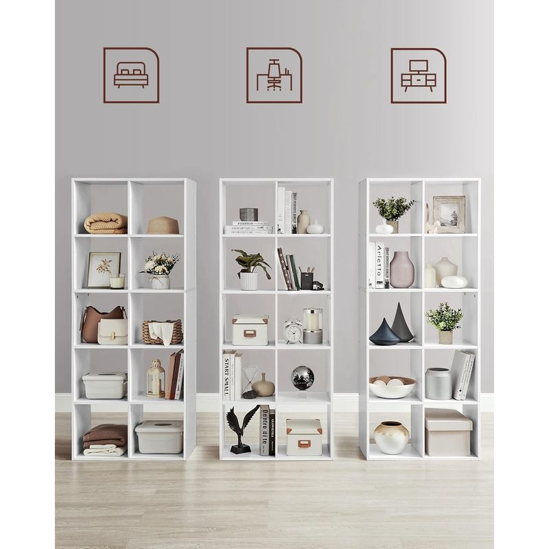 Casa si Gradina - Mobilier - Biblioteci si rafturi - Biblioteci - Biblioteca cu 10 compartimente, raft depozitare tip cuburi, stil scandinav, 66x30x162 cm, alb - Infinity.ro