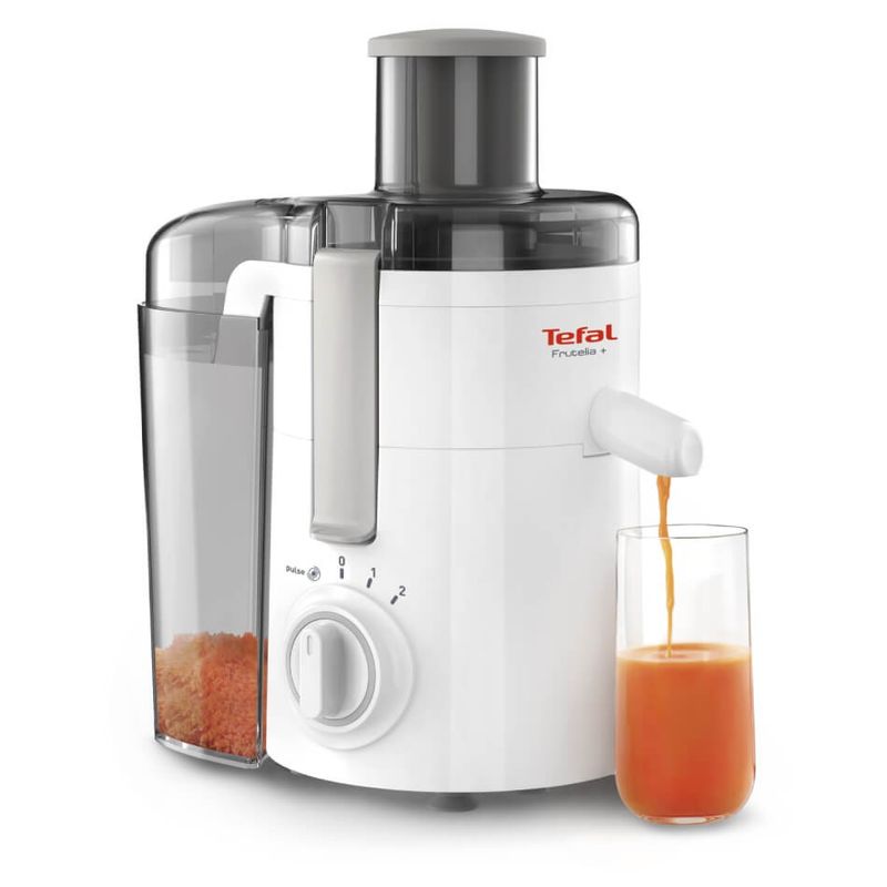 Electronice si Electrocasnice - Electrocasnice bucatarie - Preparare bauturi - Storcatoare de fructe - Storcator de fructe si legume Tefal Frutelia+ ZE370138, 350W, 2 viteze, recipient pulpa 0.95L, functie Pulse, alb - Infinity.ro